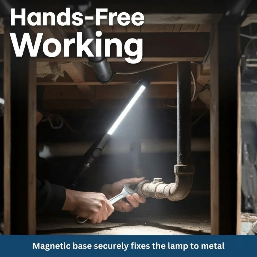 Versatile Magnetic LED Work Light - Rechargeable with Adjustable Brightness