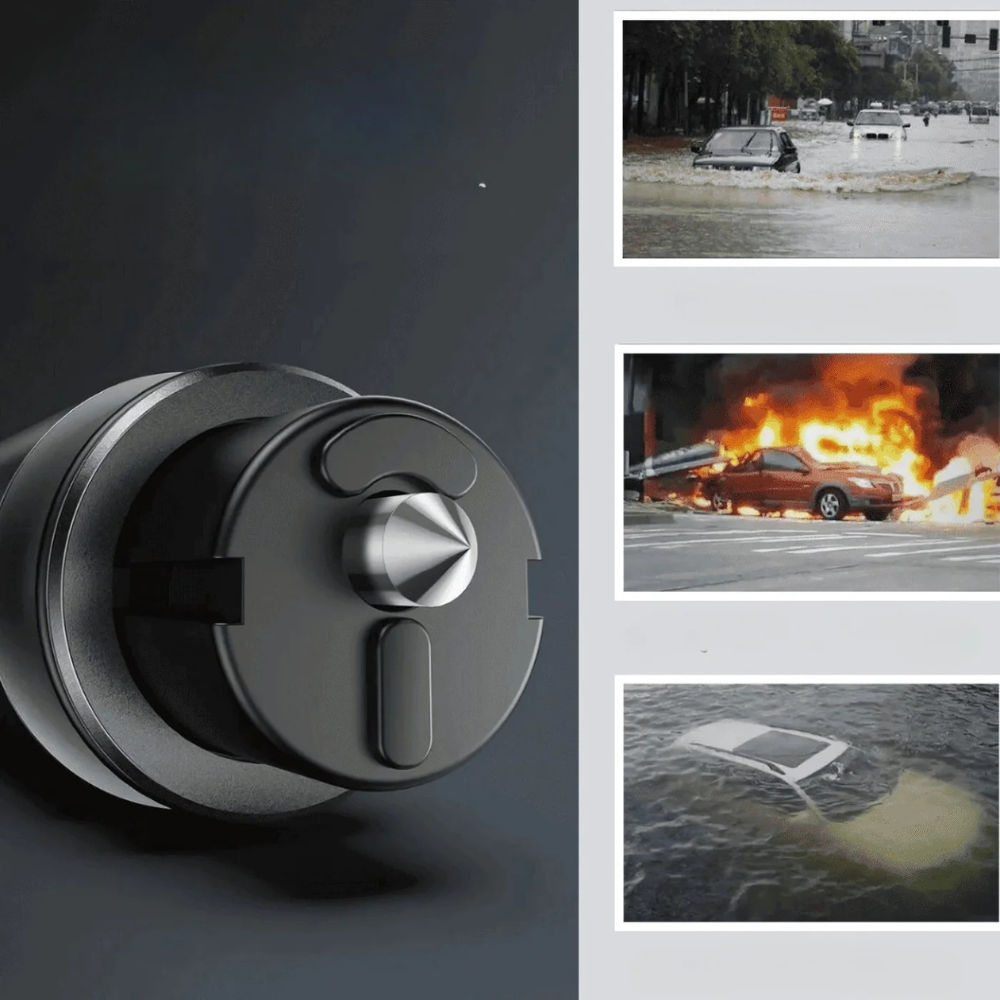 QuickEscape 2-in-1 Emergency Tool: Glass Breaker & Seat Belt Cutter