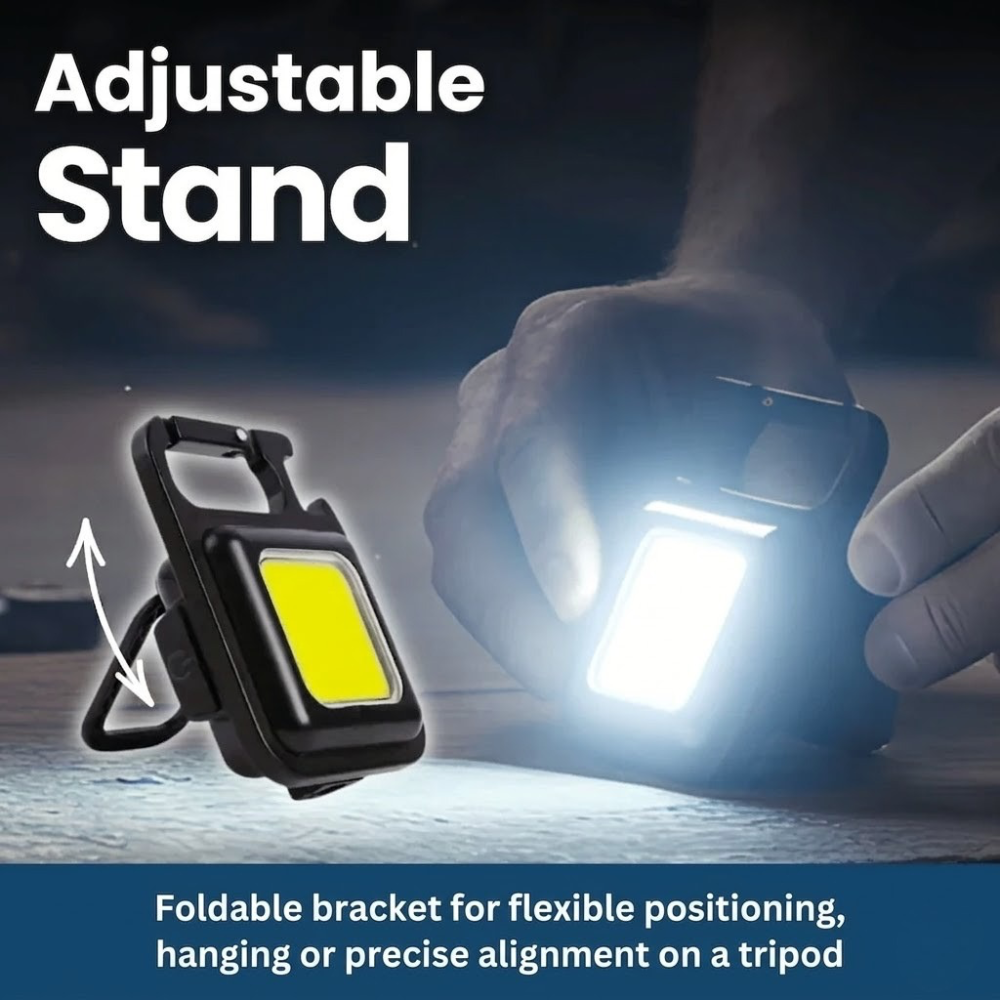 Compact COB LED Keychain Light - Rechargeable & Versatile