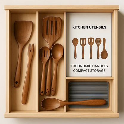 Eco-Friendly Wooden Cooking Utensil Collection