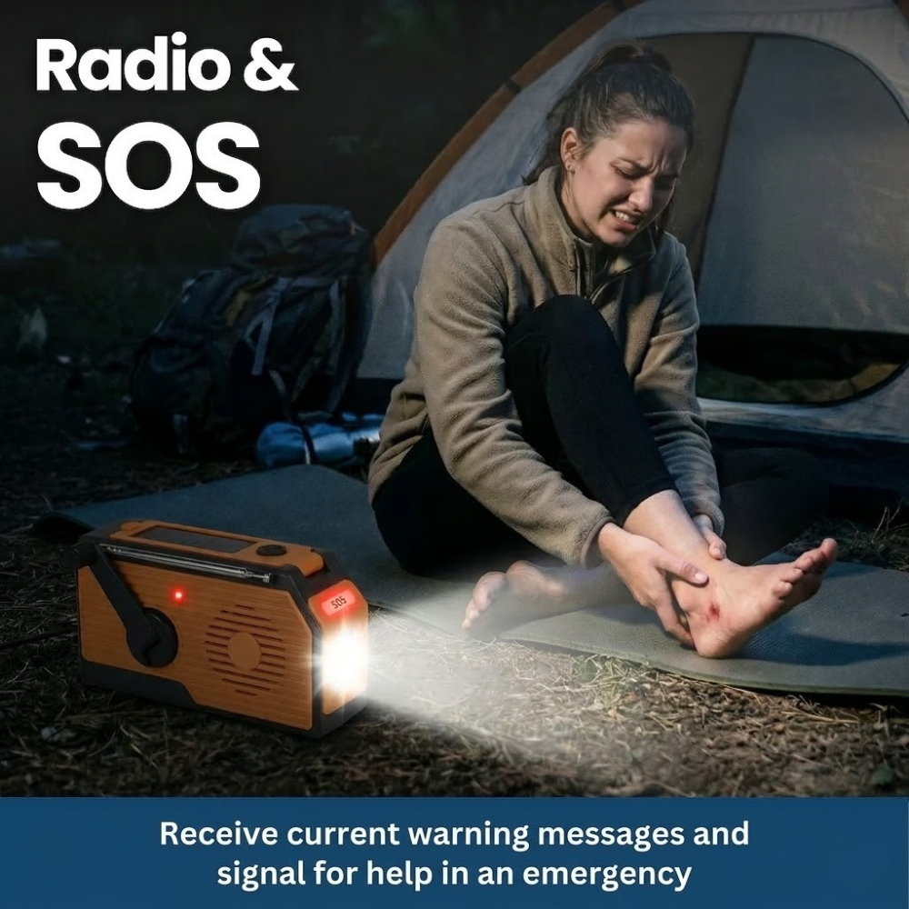 SurvivalSphere All-in-One Emergency Radio with Solar and Crank