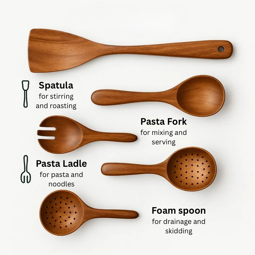 Eco-Friendly Wooden Cooking Utensil Collection