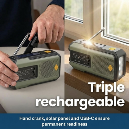Essential Survival Radio with Solar Power & Hand Crank