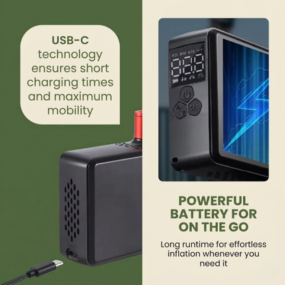 SwiftCharge Portable Air Pump with LCD and USB-C Recharge
