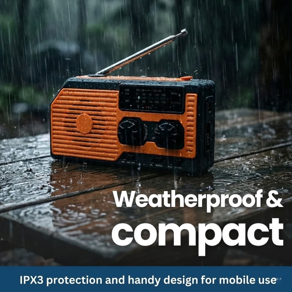 SurvivalSphere All-in-One Emergency Radio with Solar and Crank