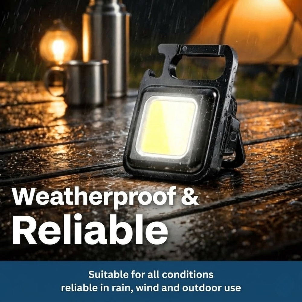 Compact COB LED Keychain Light - Rechargeable & Versatile