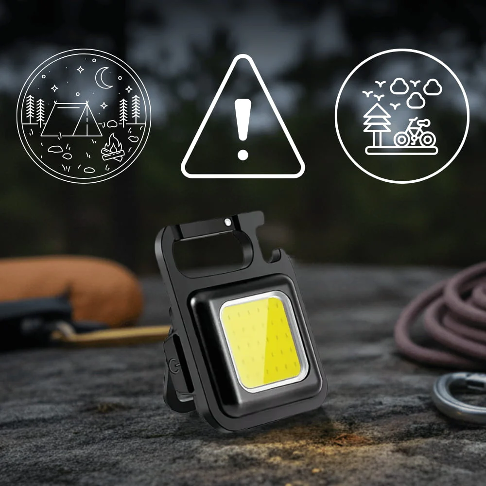 Compact COB LED Keychain Light - Rechargeable & Versatile