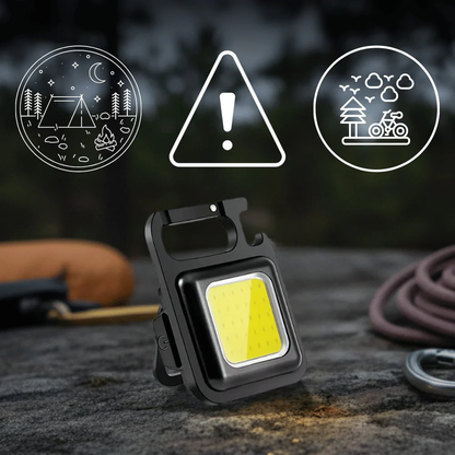 Compact COB LED Keychain Light - Rechargeable & Versatile
