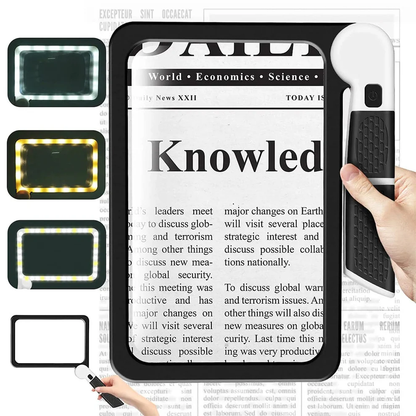 Illuminated Handheld Magnifier with 5X Zoom and Adjustable Light