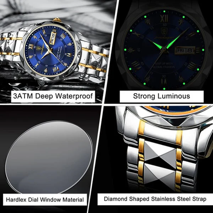 AquaElite Men's Waterproof Watch with Luminous Features