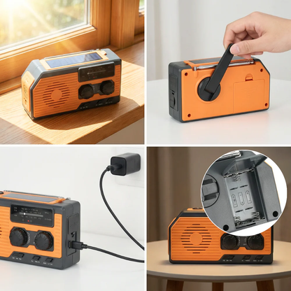 SurvivalSphere All-in-One Emergency Radio with Solar and Crank