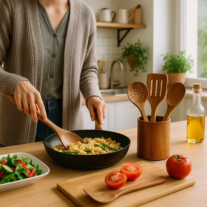 Eco-Friendly Wooden Cooking Utensil Collection