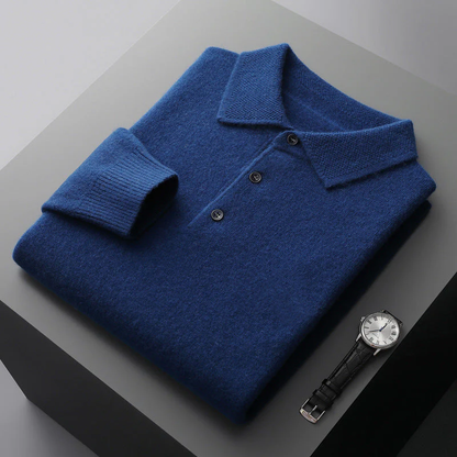 LuxuraSoft Men’s Cashmere-Merino Long Sleeve Polo