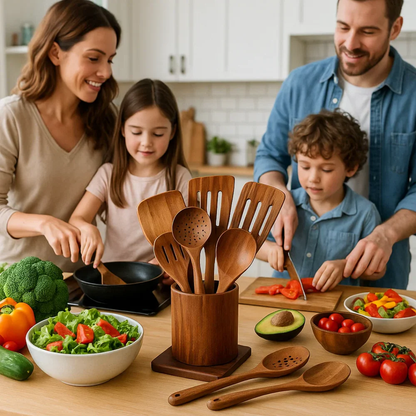 Eco-Friendly Wooden Cooking Utensil Collection