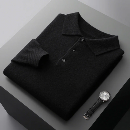 LuxuraSoft Men’s Cashmere-Merino Long Sleeve Polo