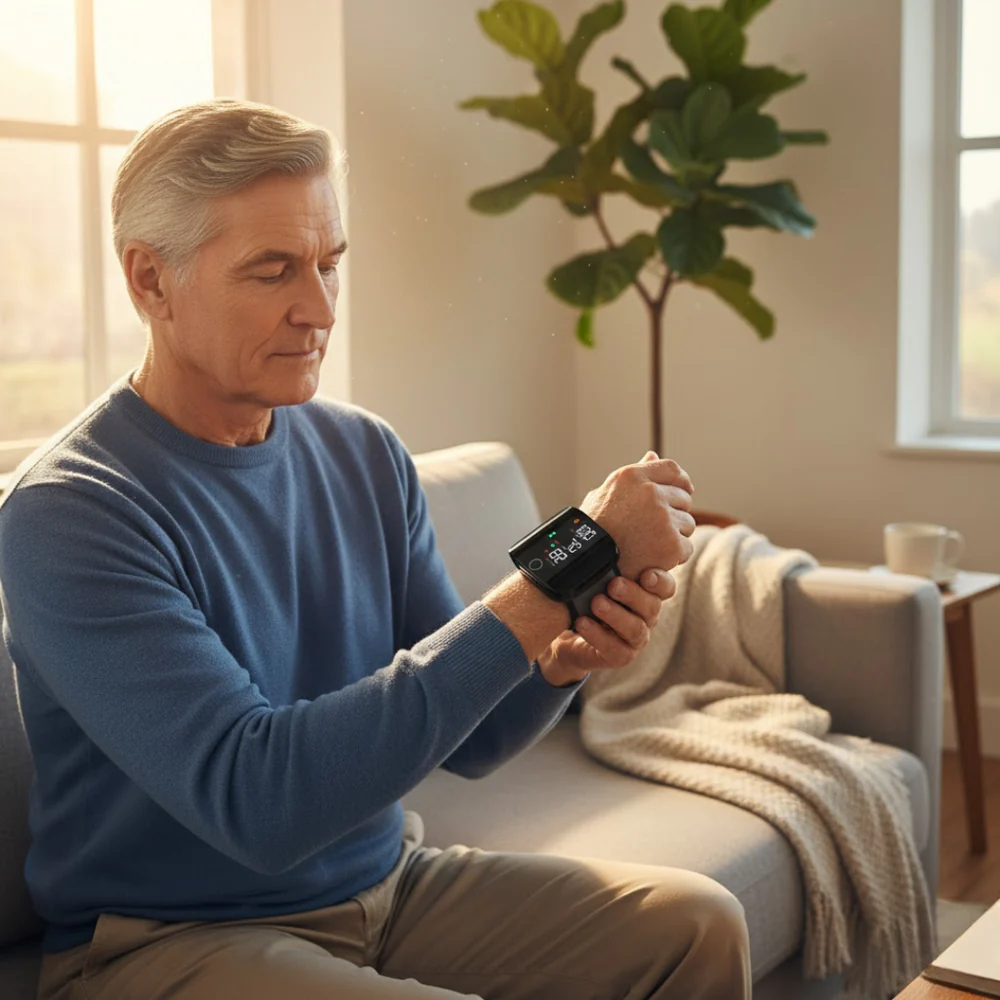 Smart Wrist Blood Pressure Tracker with USB Recharge and LED Readout