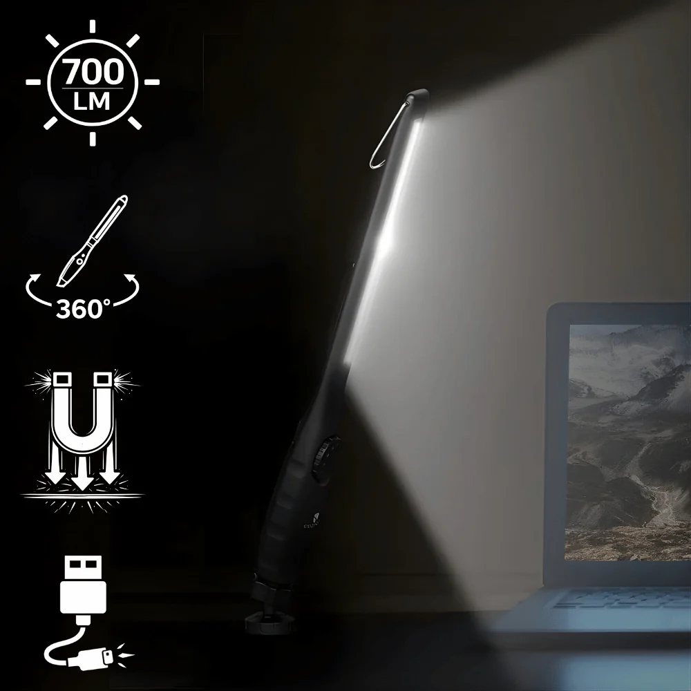 Versatile Magnetic LED Work Light - Rechargeable with Adjustable Brightness