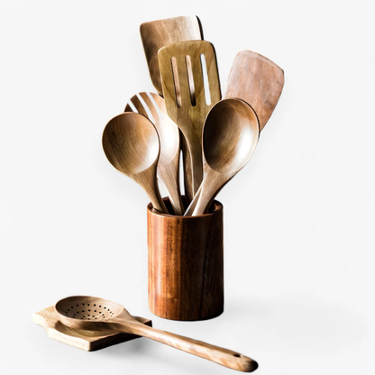 Eco-Friendly Wooden Cooking Utensil Collection