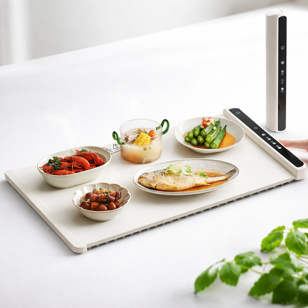Smart Food Warming Mat with Timer and Protective Pad