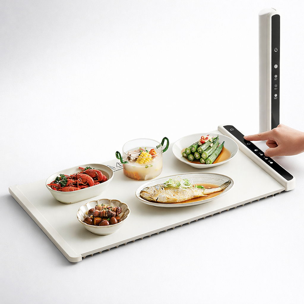 Smart Food Warming Mat with Timer and Protective Pad
