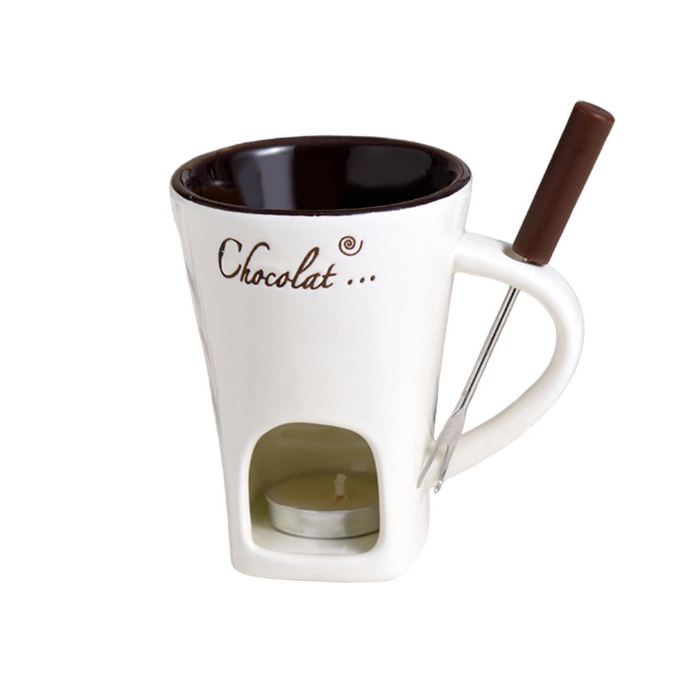 Elegant Ceramic Melting Pot with Candle Warmer & Fork