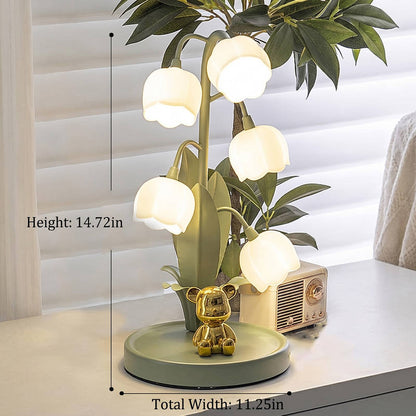 Charming Floral LED Desk Lamp with USB and 3 Light Settings