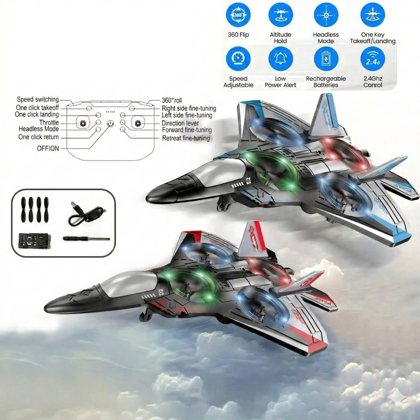 Stunt-Ready Remote-Control Plane with Auto Hovering Features