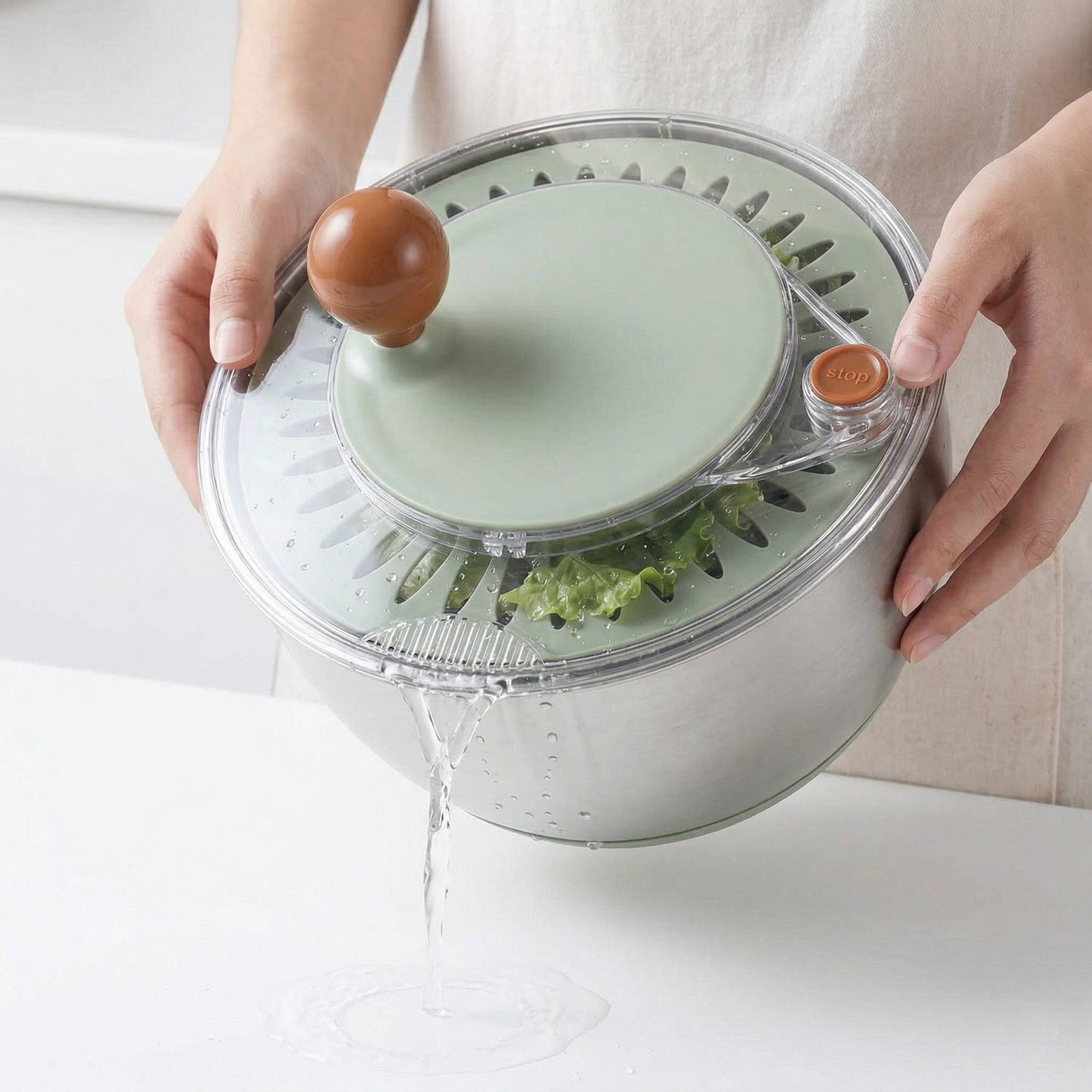 Premium Stainless Steel Greens Dryer with Easy Drain Spout