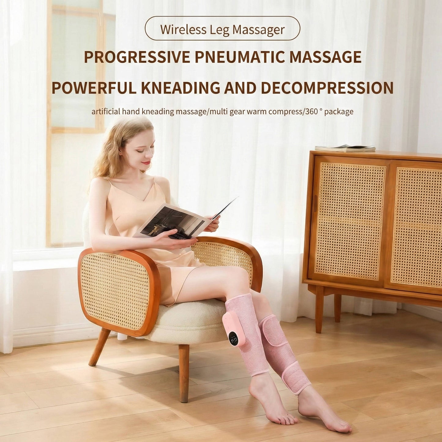 Rechargeable Cordless Calf Relief Massager with Heat Functionality