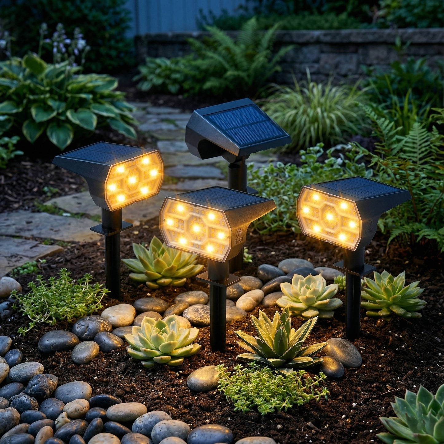 All-Weather Solar Garden Spotlights with 56 LED Lights - Set of 4