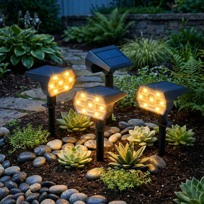 All-Weather Solar Garden Spotlights with 56 LED Lights - Set of 4