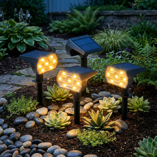 All-Weather Solar Garden Spotlights with 56 LED Lights - Set of 4