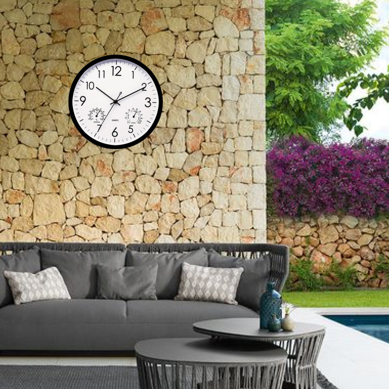 Stylish Outdoor Clock with Weather Display - 11.81 Inches