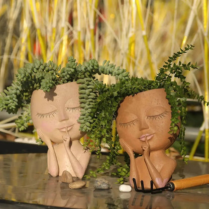 Charming Face Planter for Small Succulents and Herbs