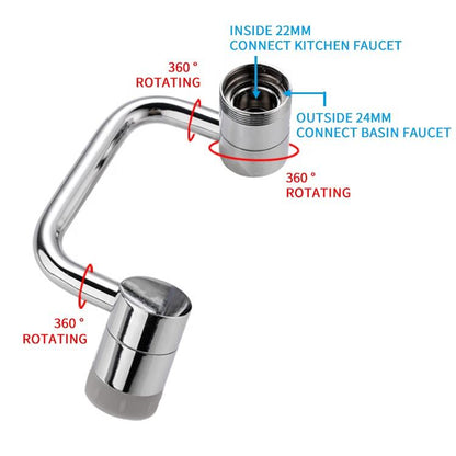 Flexible Faucet Extension with Dual Spray Options and 360° Rotation