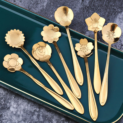 Elegant Floral Teaspoon Set – 8 Unique Pieces for Every Occasion