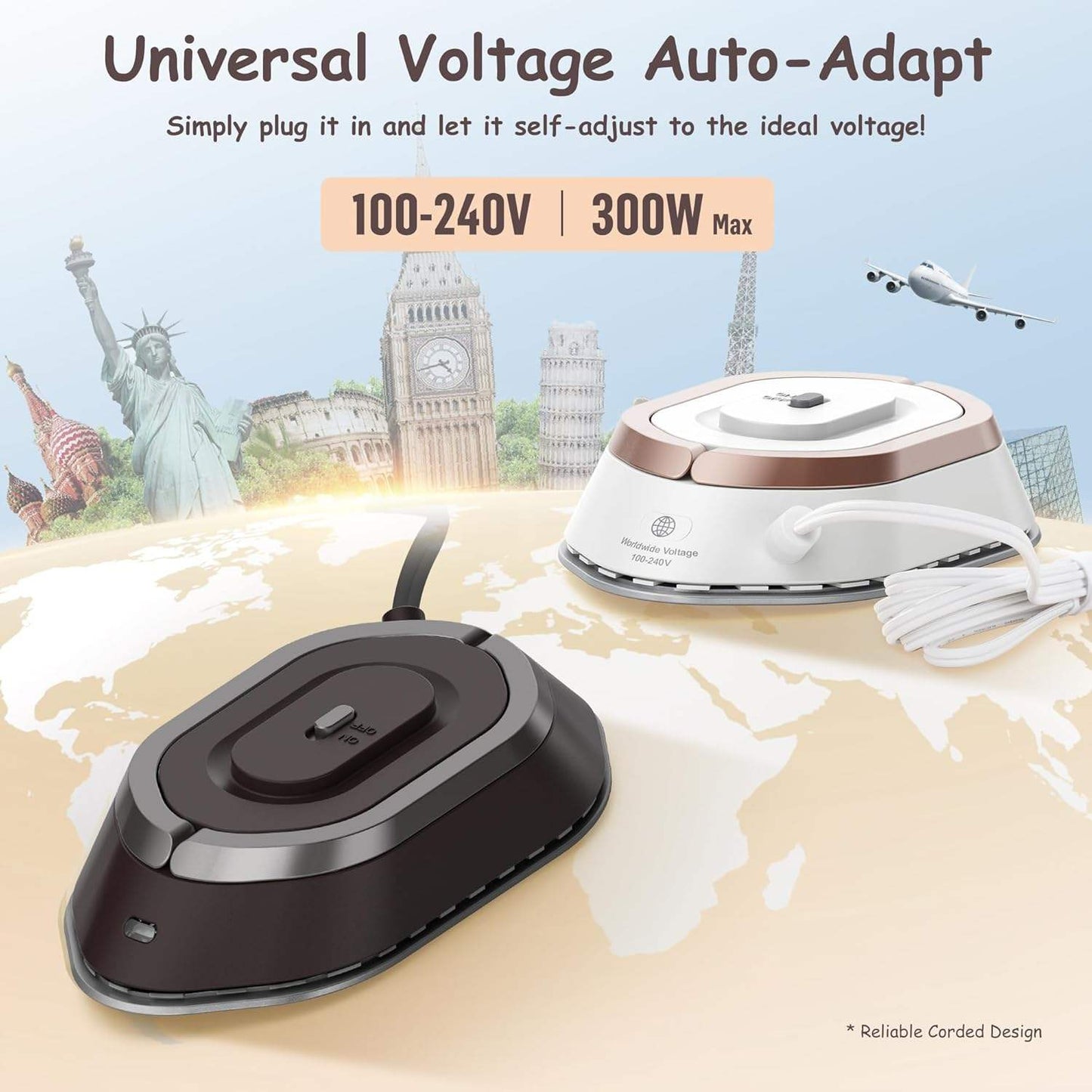 Compact Travel Iron with Fast Heating and Dual Pressing Modes