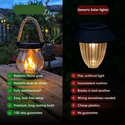Solar-Powered Lantern with Lifelike Flame Glow