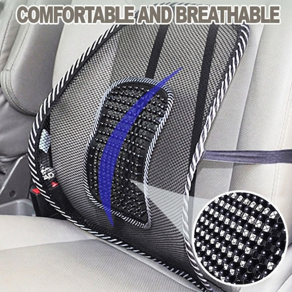Ergonomic Back Support Cushion for Vehicles with Cooling Mesh