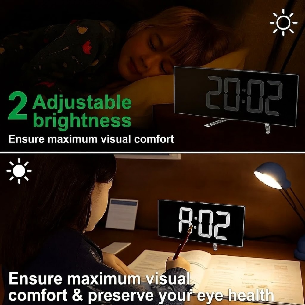 Curved Screen Smart Alarm Clock with Gentle Glow Display