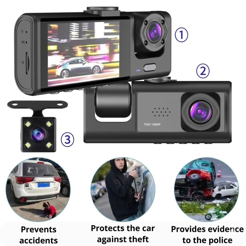 Smart Dual Lens Car Camera with Front and Cabin Recording