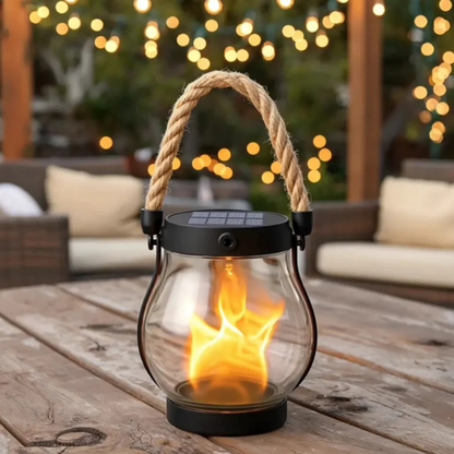 Solar-Powered Lantern with Lifelike Flame Glow