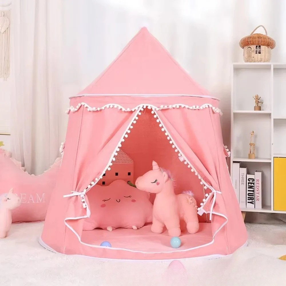 Cozy Play Haven Tent with Cotton Fabric and Wooden Frame