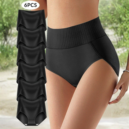 High-Waisted Comfort Shaping Panties – Set of 6 for Women