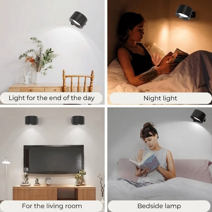 Cordless 360° Wall Light, Adjustable LED Rechargeable Fixture