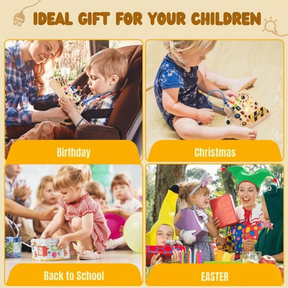 Engaging Wooden Activity Board with LED Lights for Kids