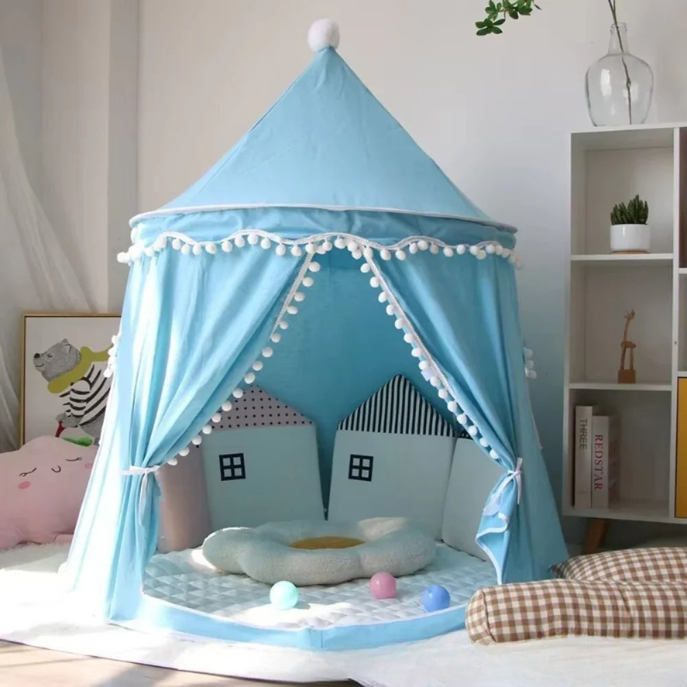 Cozy Play Haven Tent with Cotton Fabric and Wooden Frame