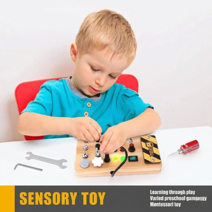 Engaging Wooden Activity Board with LED Lights for Kids