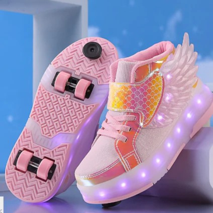 Glow & Roll Sneakers with Wings – Rechargeable Fun for Kids