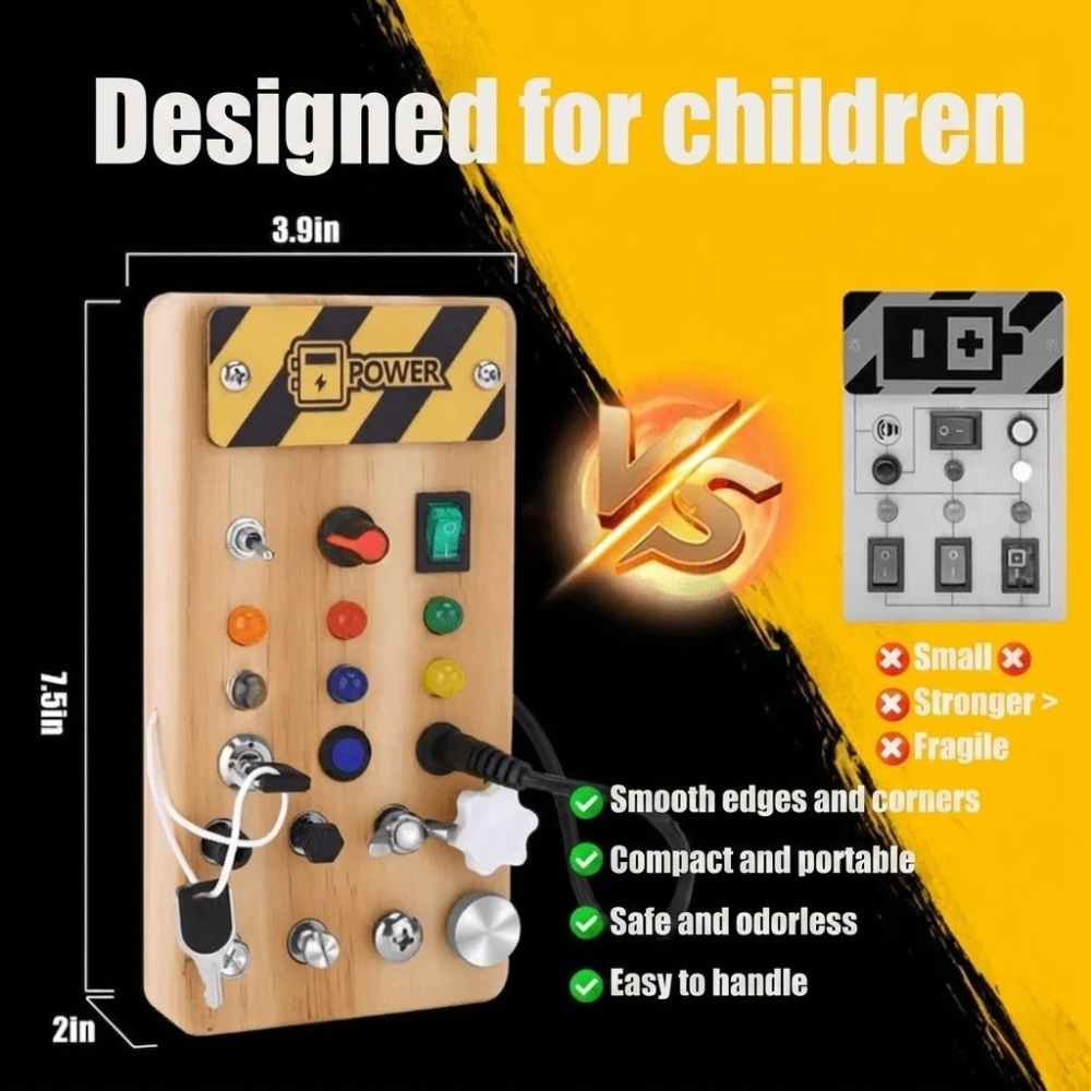 Engaging Wooden Activity Board with LED Lights for Kids